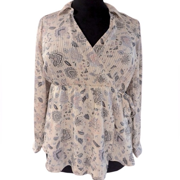 Torrid Stripe Satin Collared Surplice Blouse new size 1X - Picture 1 of 7